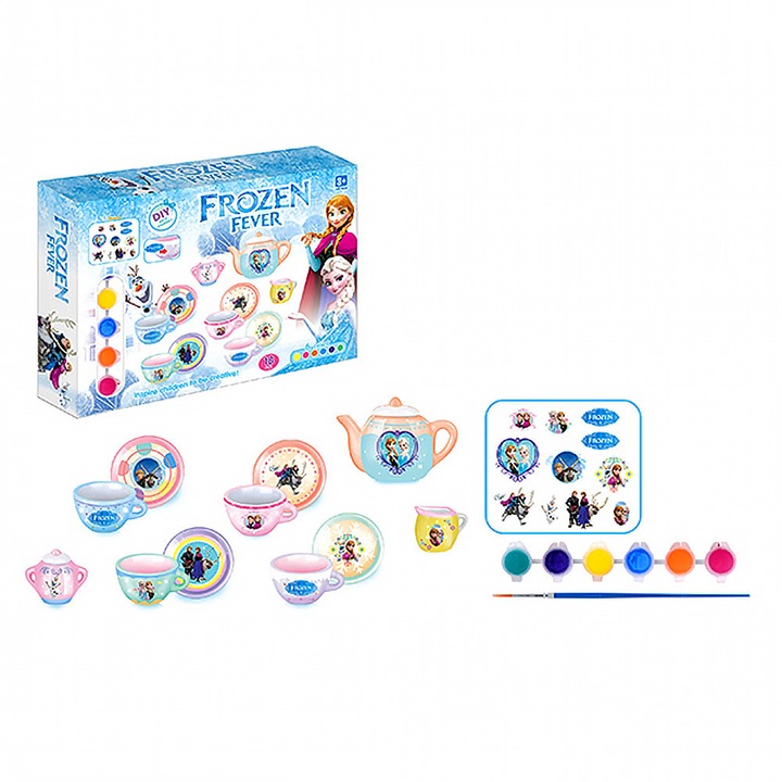 EmonaMall W4636 Gyermek teáskészlet, porcelán, színezhető, fehér