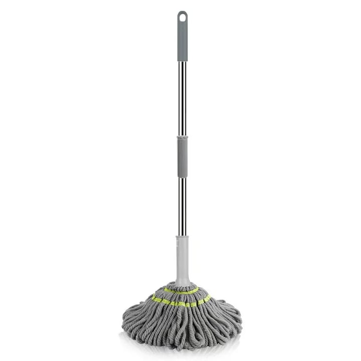 Mop Profesional cu Stoarcere Automata, Microfibra Ultra-absorbanta, Maner 120 cm, Multicolor, Dalimag