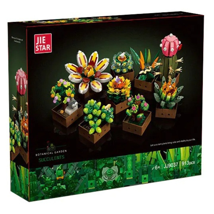 Mesterséges szukkulens növény összeállítási készlet Felnőtt beltéri dekorációs csokor szett Születésnapi ajándék Építőelemek 913 darab