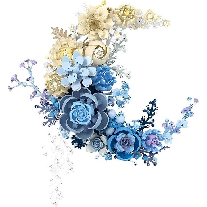 Комплект строителни блокове Crescent Flower, син, 14+ години, 1 част