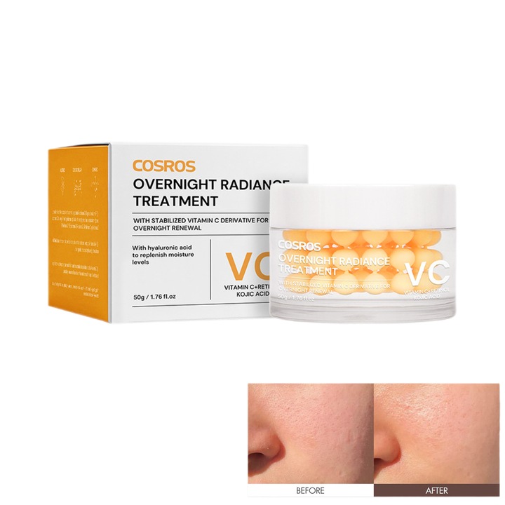 Crema de noapte COSROS Tratament de Stralucire, 50g, cu Vitamina C si Retinol, pentru regenerarea pielii, tip ten normal/mixt/matur