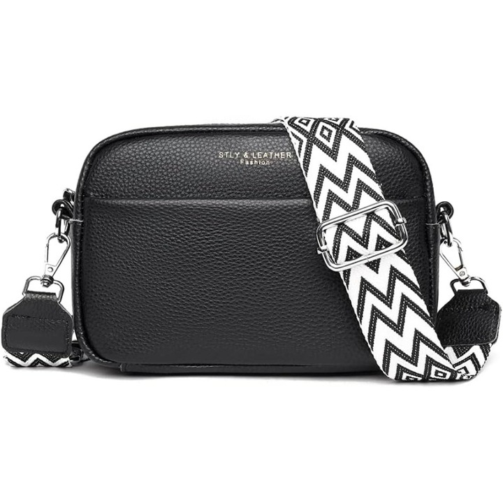 Geanta crossbody din piele pentru femei, model trendy, negru