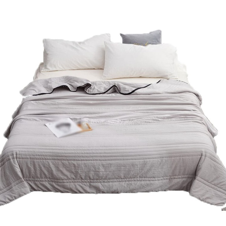 Pilota subtire cu dungi, 200x230cm, gri