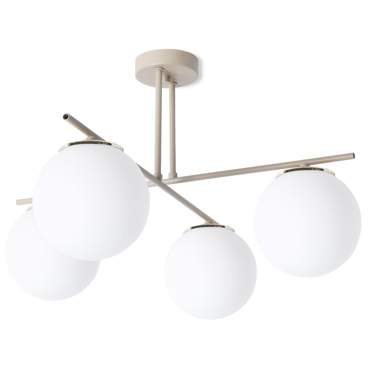 Lampa de tavan Modena casmir auriu 4 becuri abajururi albe E14