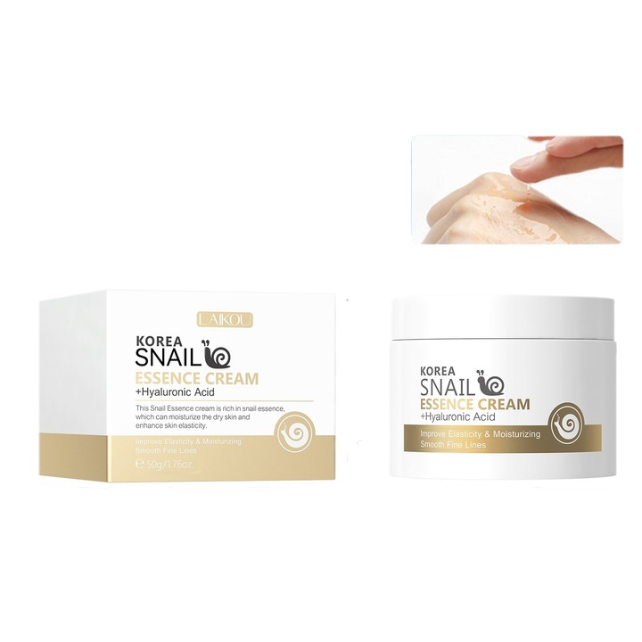 Crema de Față Laikou cu Esență de Melc, 50 g, Hidratare Intensă, Anti-Rid, Toate Tipurile de Ten