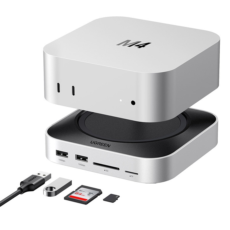Statie de docare 11 in 1 Ugreen CM841, 10 porturi, USB-C, gri