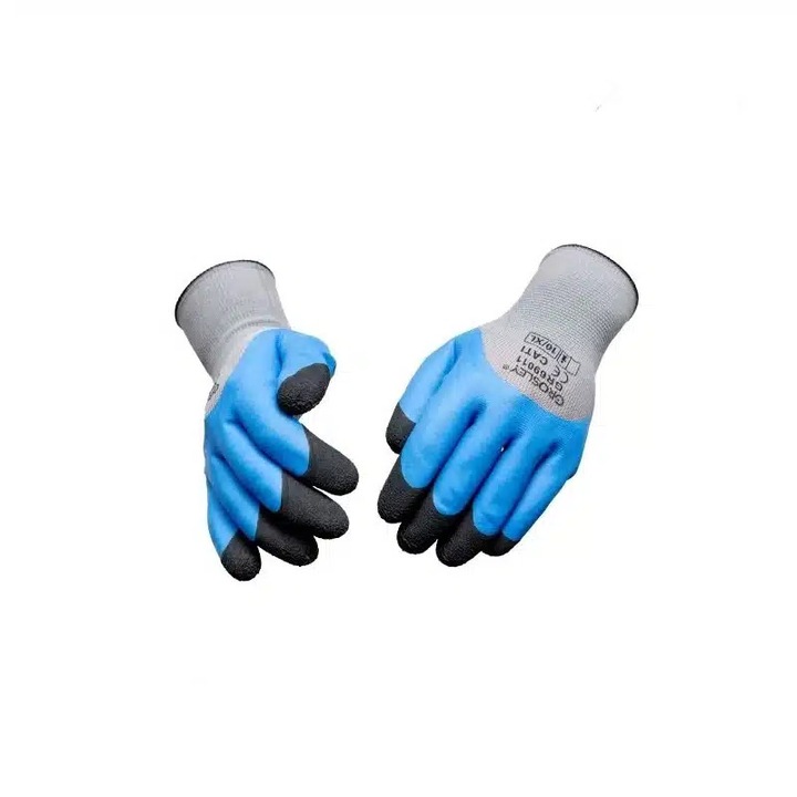 GROSLEY Megerősített poliészter kesztyű Latex bevonattal (12 pár) 9/L