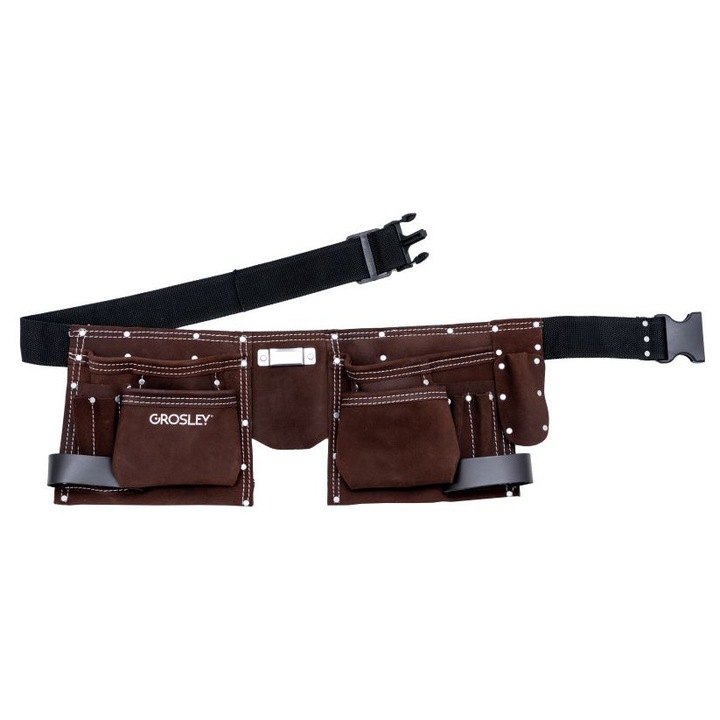 Centura pentru scule GROSLEY, piele velur - 10 buzunare