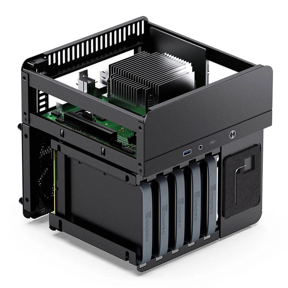 Carcasa Jonsbo N2 miniITX NAS, hot-swap, aluminiu compact, negru