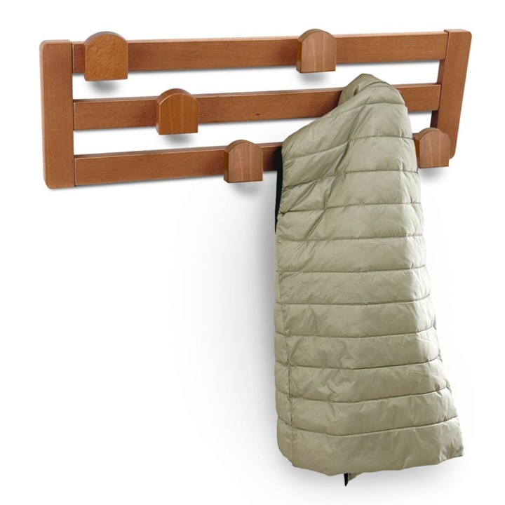 Fali fogas Arredamenti Italia, Daisy 3, 6 akasztó, tömör bükkfa szerkezet, praktikus és elegáns design, kompakt, ideális kabátok, felöltők, táskák tárolására, könnyű összeszerelés, made in Italy, cseresznyefa