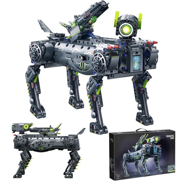 Set de constructie Juksun, Caine mecanic, 1609 piese, design futurist, multicolor, 37x19.7x27cm