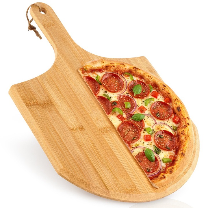 Lopata pentru pizza, Artemis, din bambus, 40x28x1cm, culoare bej