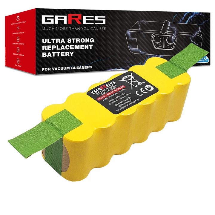 Baterie, Gares, 14.4V, 3000mAh, pentru aspiratoare iRobot Roomba seria 500, 600, 700, 800-880, NiMH, compatibilitate completa, performanta stabila, protectie la supraincalzire si supraincarcare