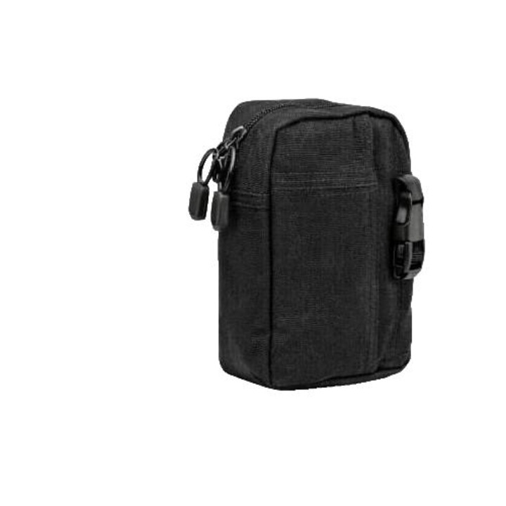 Borseta tactica Sidepol, compacta, compartiment principal cu fermoar, benzi MOLLE, 20x10x8cm, negru