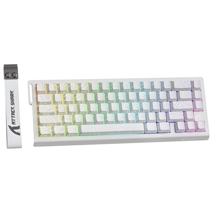 Клавиатура ATTACK SHARK X68 HE, gaming, бял