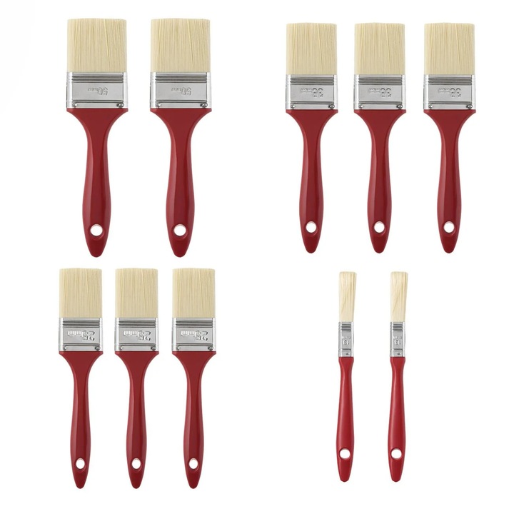 Set pensule zugravit 10 buc, dimensiuni 50mm, 38mm, 25mm, 13mm, asortate