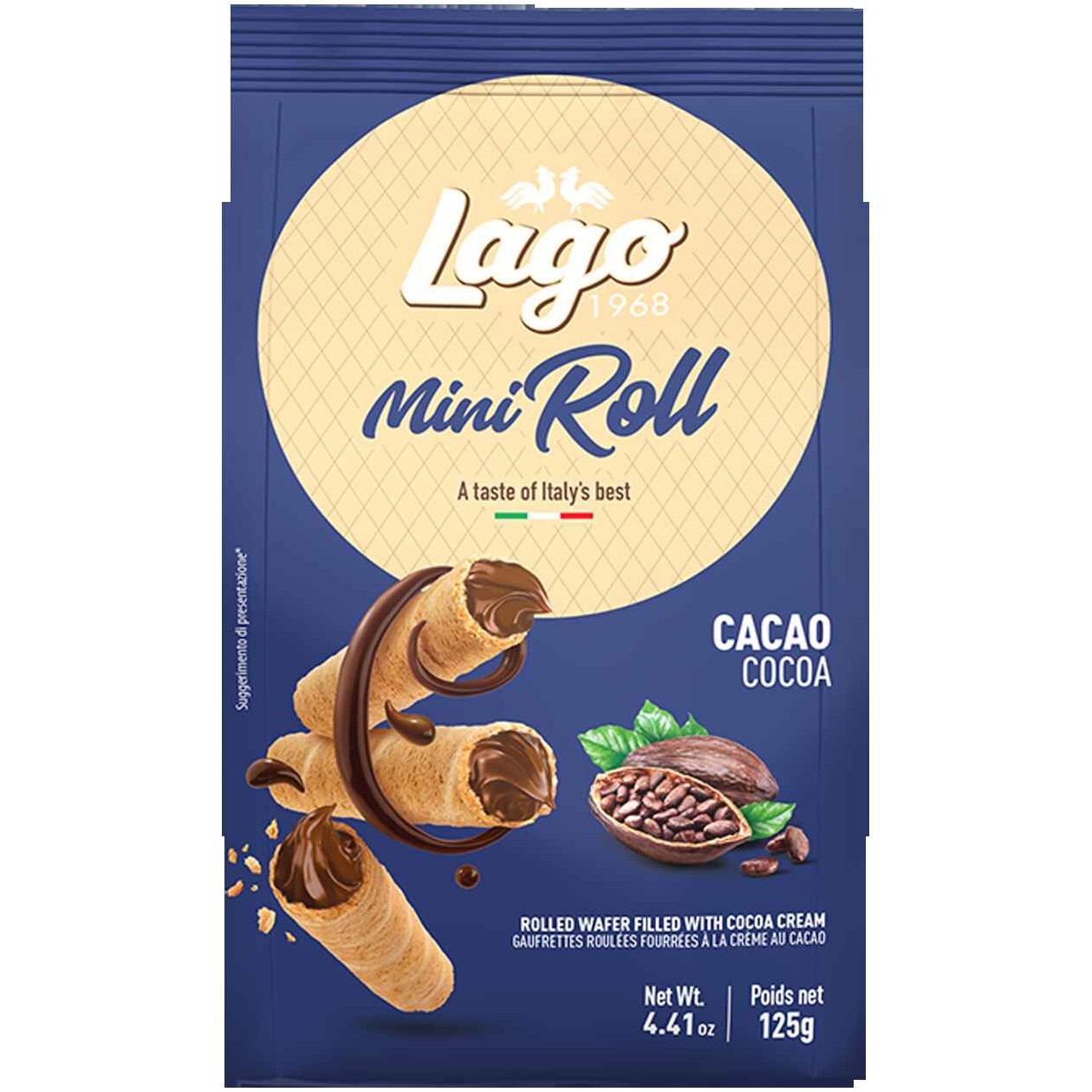 Napolitane Lago Mini Roll Cacao, 125g