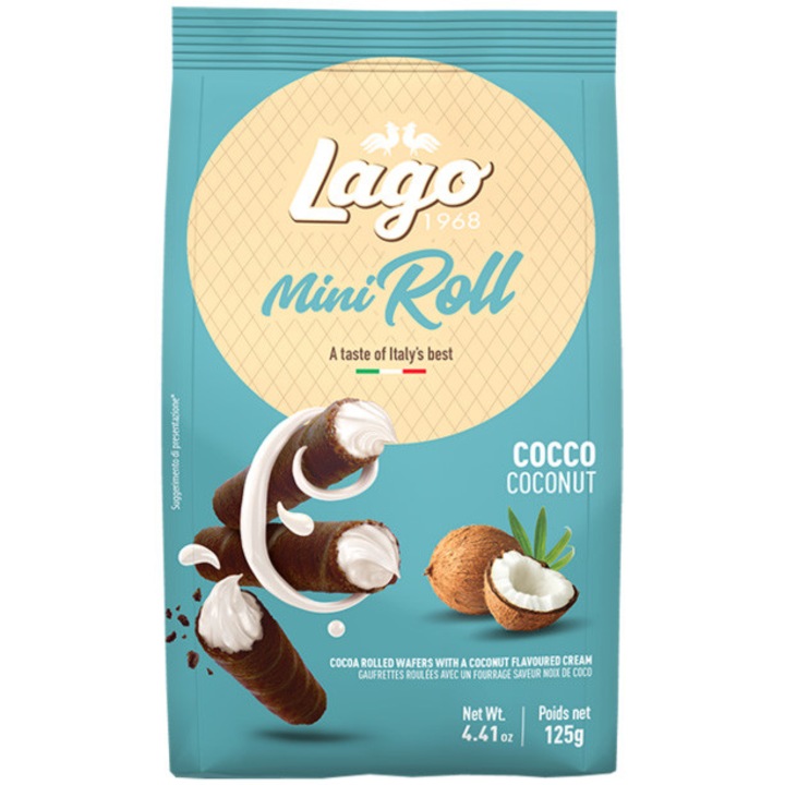 Napolitane Lago Mini Roll Cocos, 125g