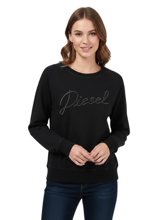 Hanorac dama Diesel, bumbac/poliester/elastan, negru, XS INTL