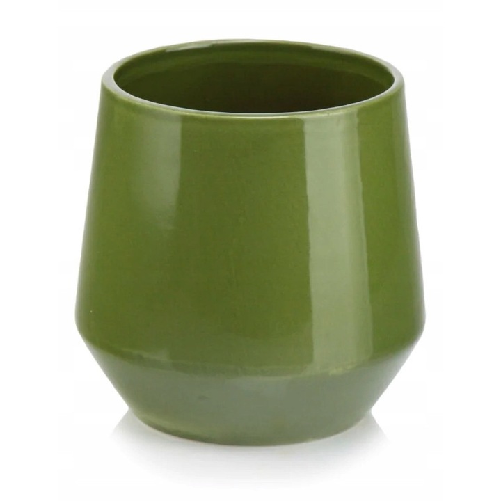 Oslonka ceramica Polnix butelka verde 13x14cm, forma rotunda, lucioasa, 1 set