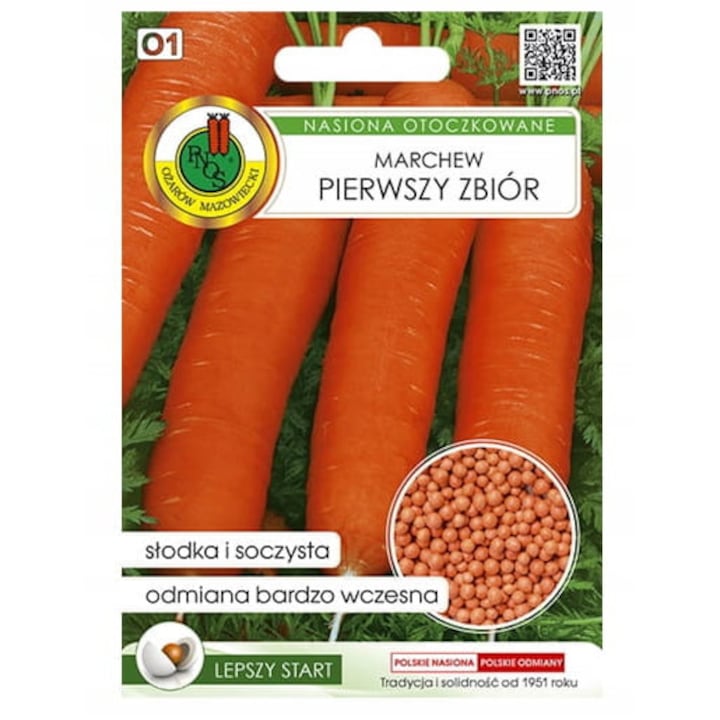 Seminte de morcov Pnos, Prima Recolt, 300 buc, lungime 11-13 cm, culoare portocalie