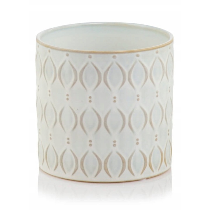 Oslonka ceramica cilindrica crem 13 cm, geometrica, lucioasa, set disponibil