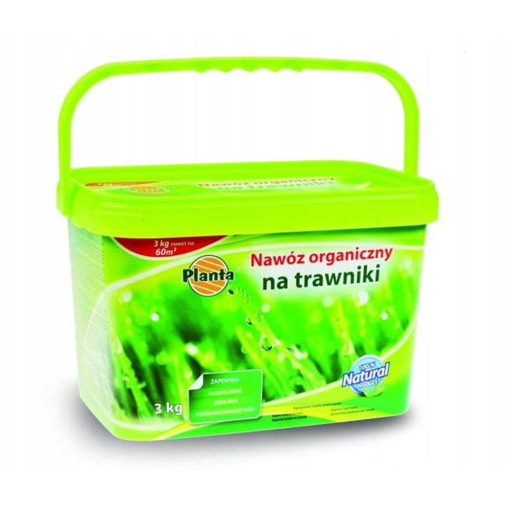 Ingrasamant organic pentru gazon Planta 3 kg, efect de lunga durata, formula 100% naturala, in galeata