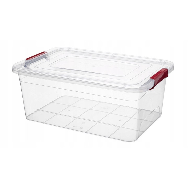 Galicja BILL élelmiszer tároló doboz, 20L, átlátszó, tetővel, konyhai rendszerező, 19x47,5x31,5cm