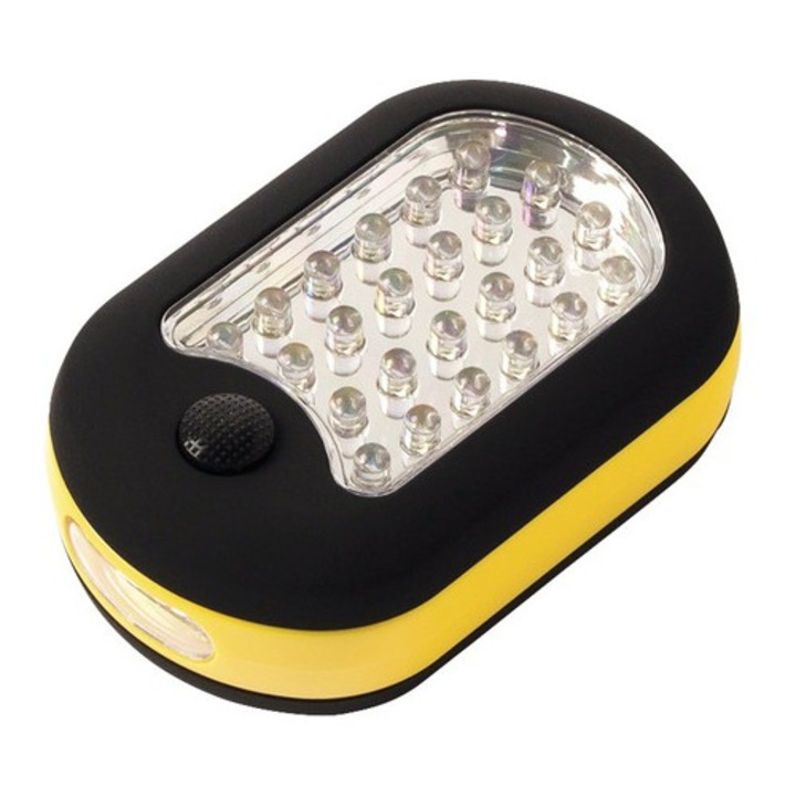 Lanterna de lucru Kuper, 24 LED-uri, galben-negru, cu magnet