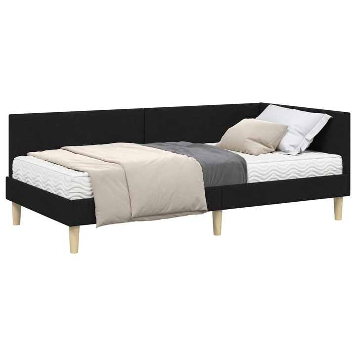 vidaXL Sarok Ágykeret Matraccal Egyéb fejtámlával 2 pcs Zöld szövet 3393727