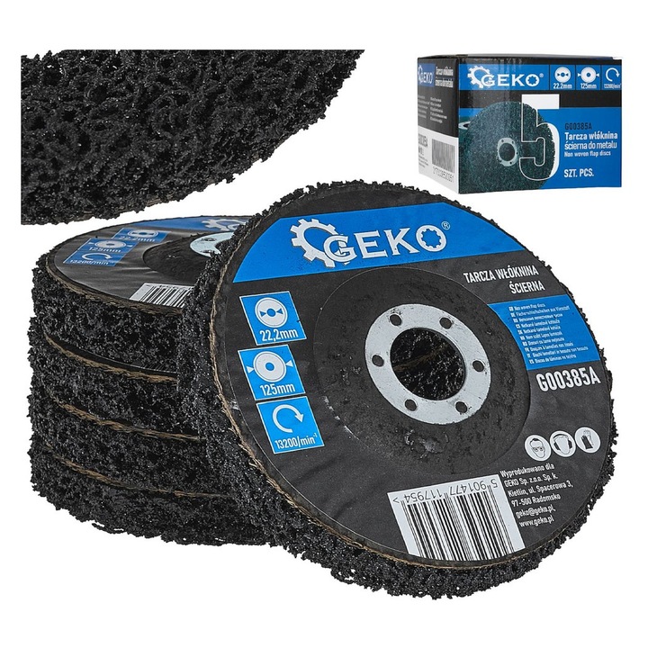 Csiszolókör tárcsa, Geko, Clean&Strip, 125x22, 2mm, fekete, szilikonkarbid