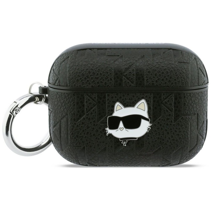 Калъф Karl Lagerfeld Monogram Choupette, черен, за AirPods Pro 3