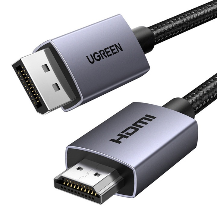 Ugreen DP123 DisplayPort-HDMI kábel, 4K 30Hz, 2m, nylon, alumínium