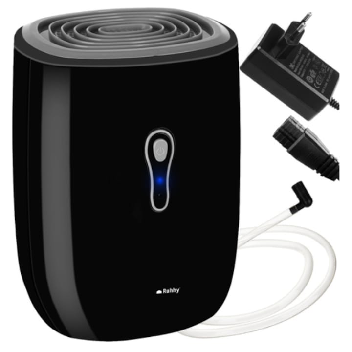 AB HOMES Légpárátlanító Leeresztő Tömlővel – Peltier Technológia, Ultra Csendes, 800 ml, Automatikus Kikapcsolás, 22,5 W, Fekete