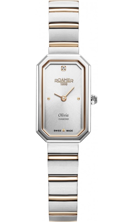 Ceas de dama ROAMER 627845 49 19 20, roz si aur roz, clasic, cu diamante