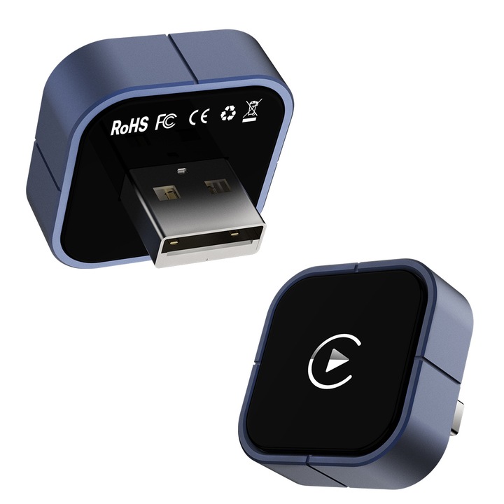 Solutie wireless premium pentru automobil, Adaptor universal cu chipset performant, Culoare bleumarin inchis, discreta, Instalare in 2 minute