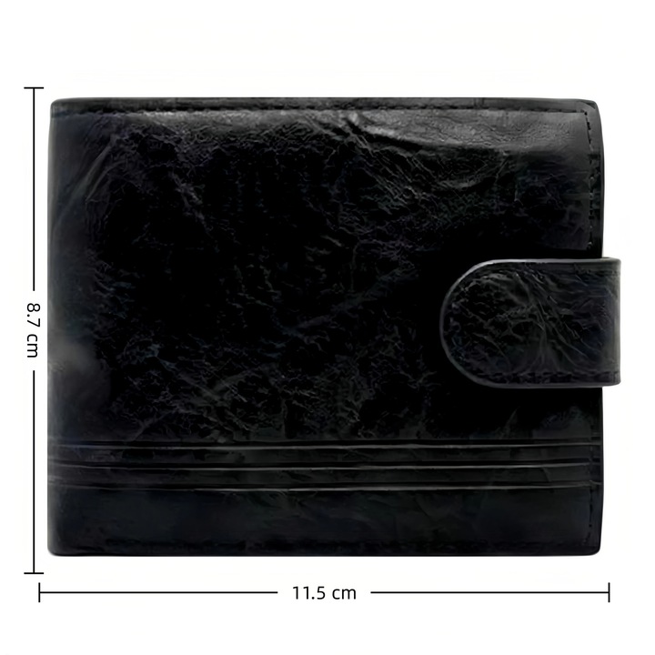 Премиум Мъжки Кожен Портфейл – Естествена Кожа с Износен Ефект, Винтидж Стил, Черен