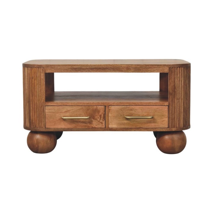 Măsuță de cafea Artisan Furniture Briarwood Fluted, 4 sertare, 1 raft, maro deschis