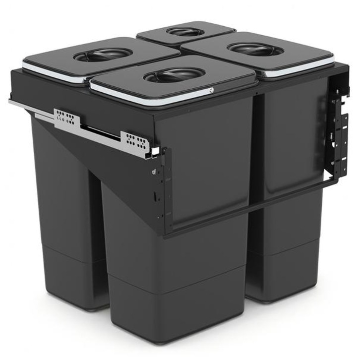 Front 60 beépíthető szemetes szelektív hulladékgyűjtéshez, 3 × 26 L és 1 × 7 L rekesszel