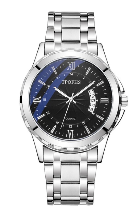 Мъжки часовник GSFRQWH, черен циферблат, неръждаема стомана, кварцов механизъм