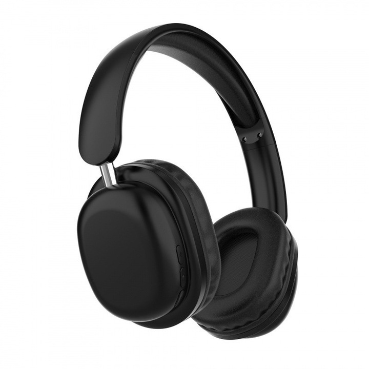 Casti negre, fara fir, casti Bluetooth supraear, pliabile, durata de viata ultra-lunga a bateriei, casti mari de 40 mm