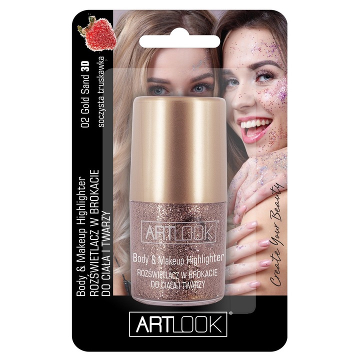 Iluminator Artlook pentru corp si fata, arome de capsuni, aurie, 50ml