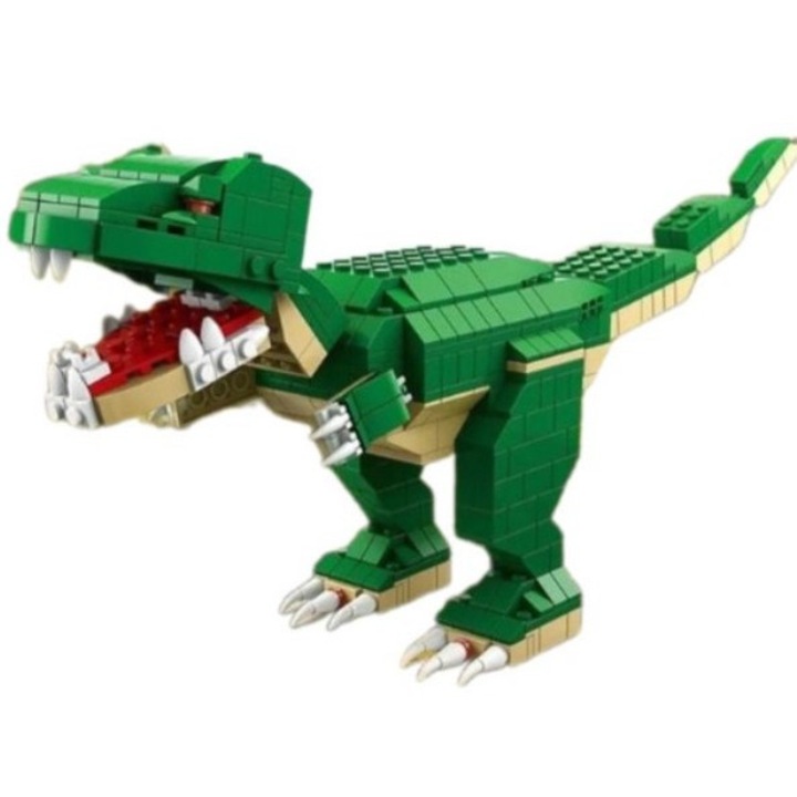 Set de constructie pentru copii 6 in 1 Dinozaur T-Rex 1000 de piese 17x10x40 cm Verde