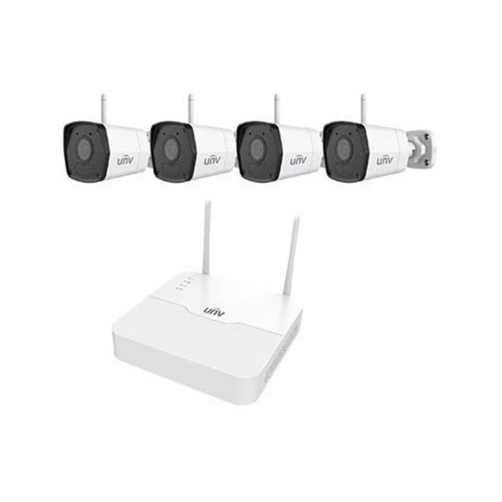 Uniview gyári 2MP-es 4 kamerás WiFi-s csomag (1db NVR és 4db WiFi-s csőkamera 4mm fix objektívvel, mikrofonnal), 207481, Hálózati rögzítő (NVR)