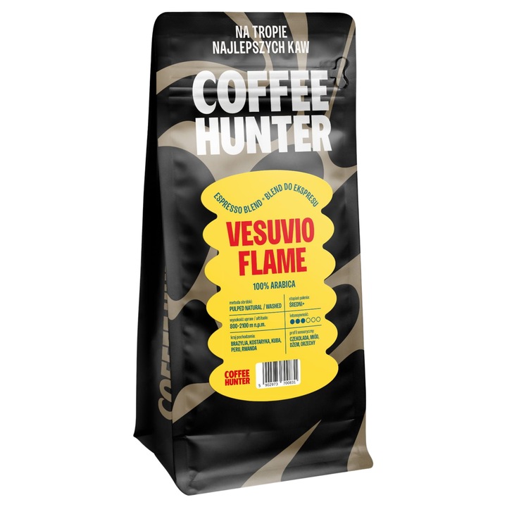Cafea Vesuvio Flame Blend 250g, 100% arabica, copt mediu, gust intens, maro, COFFEE HUNTER