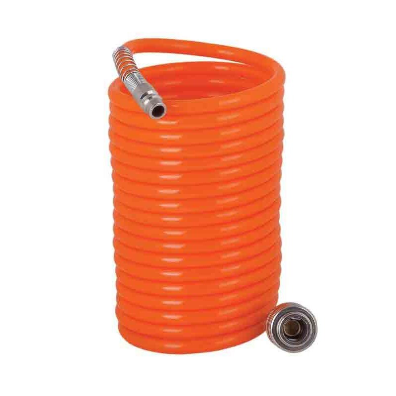 Furtun spiralat aer comprimat, Raider, d10x14mm, 15m, cuplaje rapide 1/4