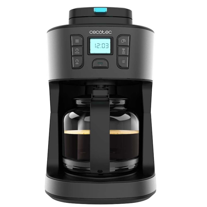 Cafetieră digitală Cecotec Coffee 66 Grind & Drop, 1086 W, 12 cești, oțel inoxidabil