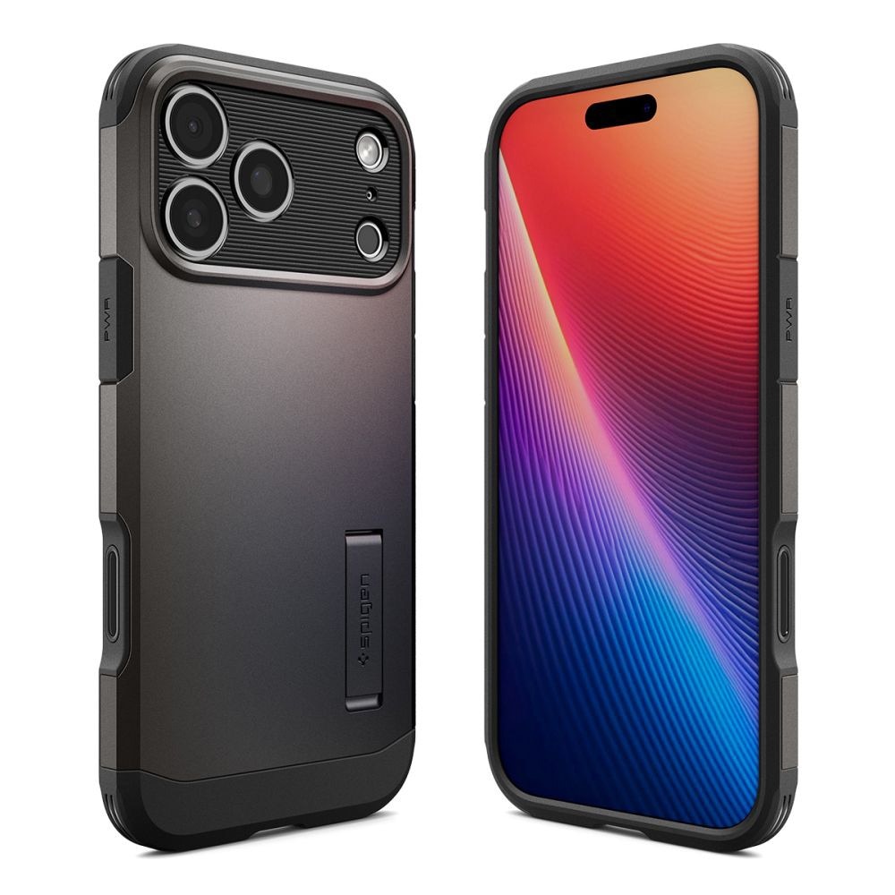 Husa pentru iPhone 17 Pro Max Spigen Tough Armor "T" MagSafe, Protectie camera, Calitate premium, Incarcare wireless, Stand incorporat, Gri