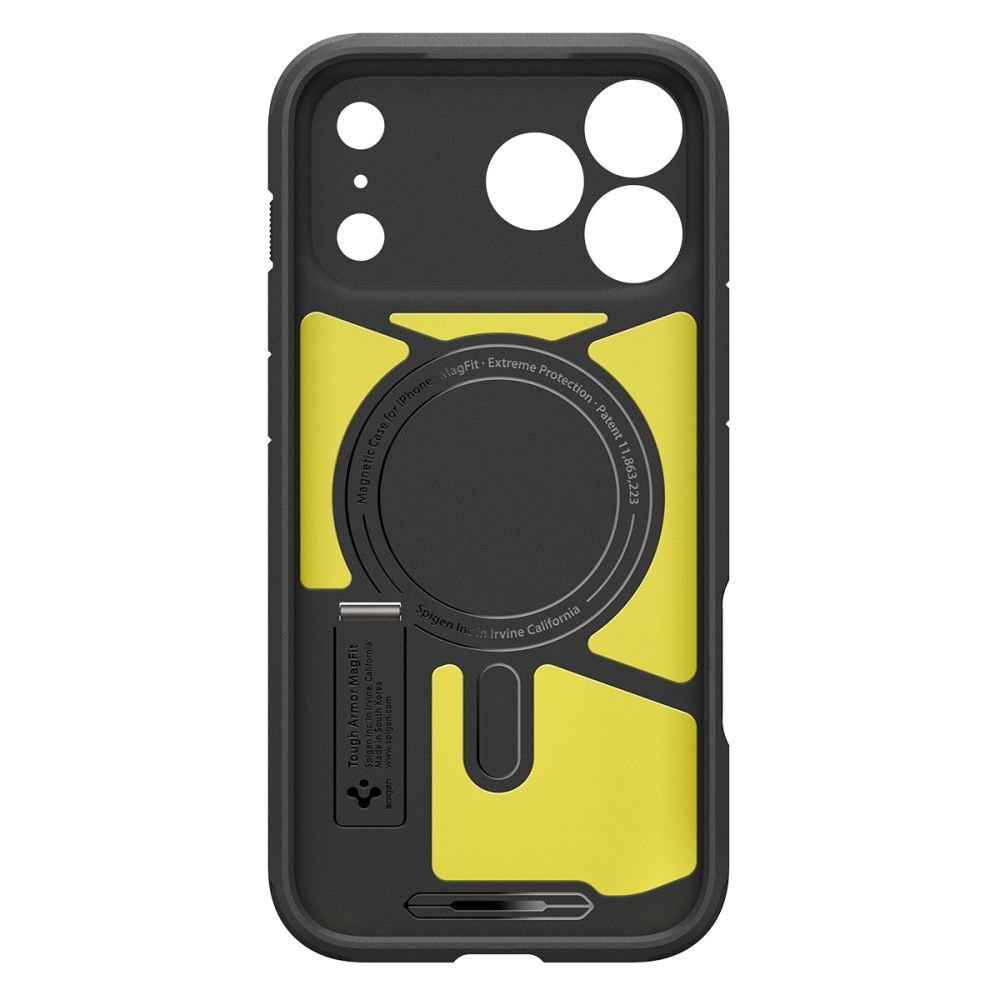 Husa pentru iPhone 17 Pro Max Spigen Tough Armor "T" MagSafe, Protectie camera, Calitate premium, Incarcare wireless, Stand incorporat, Gri