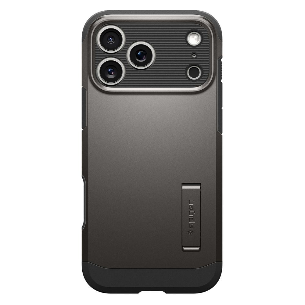 Husa pentru iPhone 17 Pro Max Spigen Tough Armor "T" MagSafe, Protectie camera, Calitate premium, Incarcare wireless, Stand incorporat, Gri